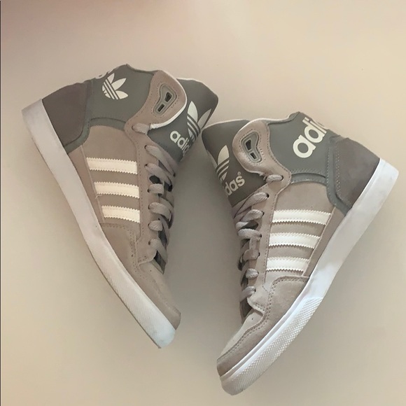 adidas Shoes - Adidas gray and white hitops sneakers